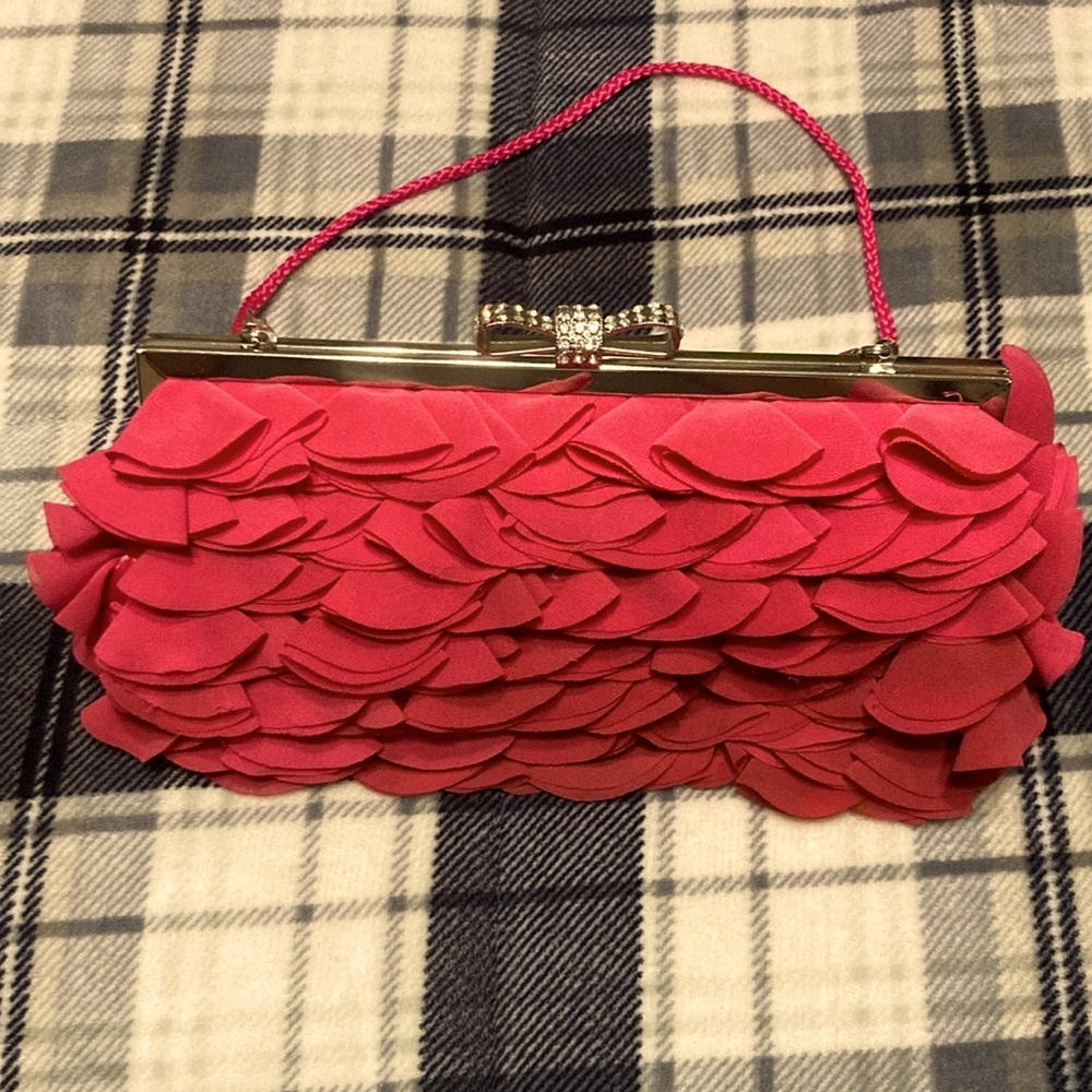 Lulu Townsend Pink Ruffled Clutch